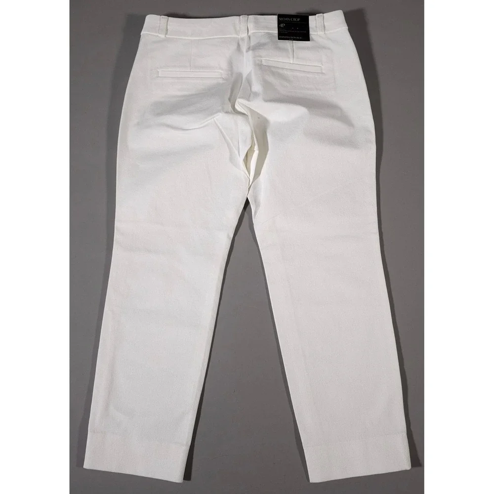 Banana Republic Sloan Crop Pants Womens 4P White Petite Stretch Trousers New - Picture 8 of 8